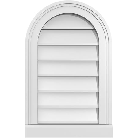 Ekena Millwork Round Top Surface Mount PVC Gable Vent w/ 2"W x 2"P Brickmould Sill Frame, 14"W x 22"H GVPRT14X2203SN
